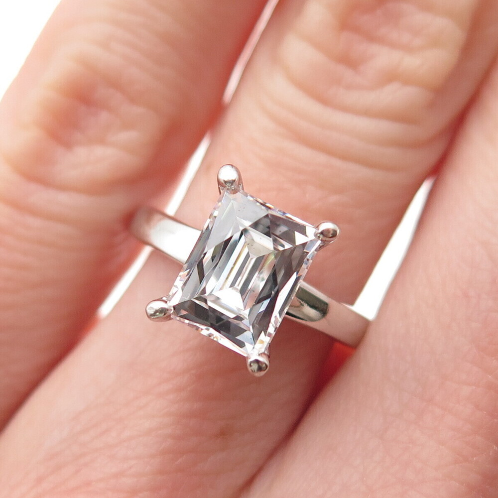 TYCOON 925 Sterling Silver C Z Engagement Ring Size 5.25